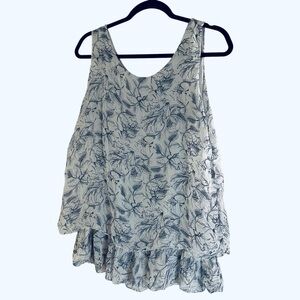 Giusy double layer 100% silk airy swing sleeveless tiered tank top Medium
